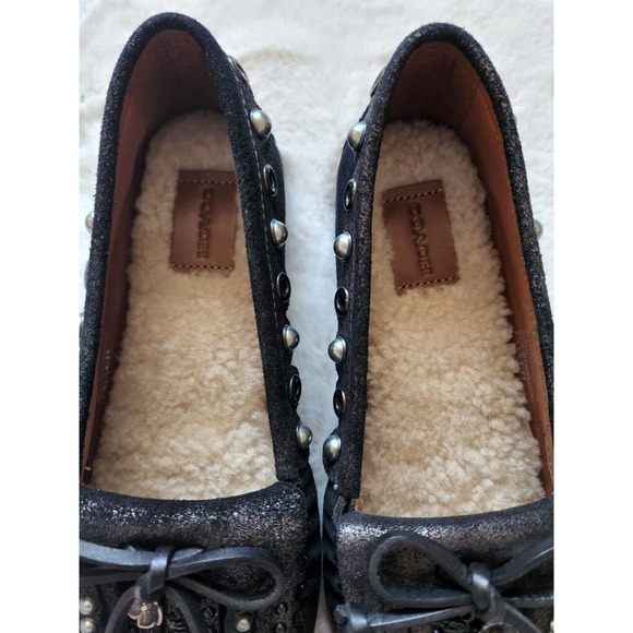 New Coach Roccasin Slip On Mocassin Flats Gold Metallic Black Size 5.5 - Picture 4 of 11